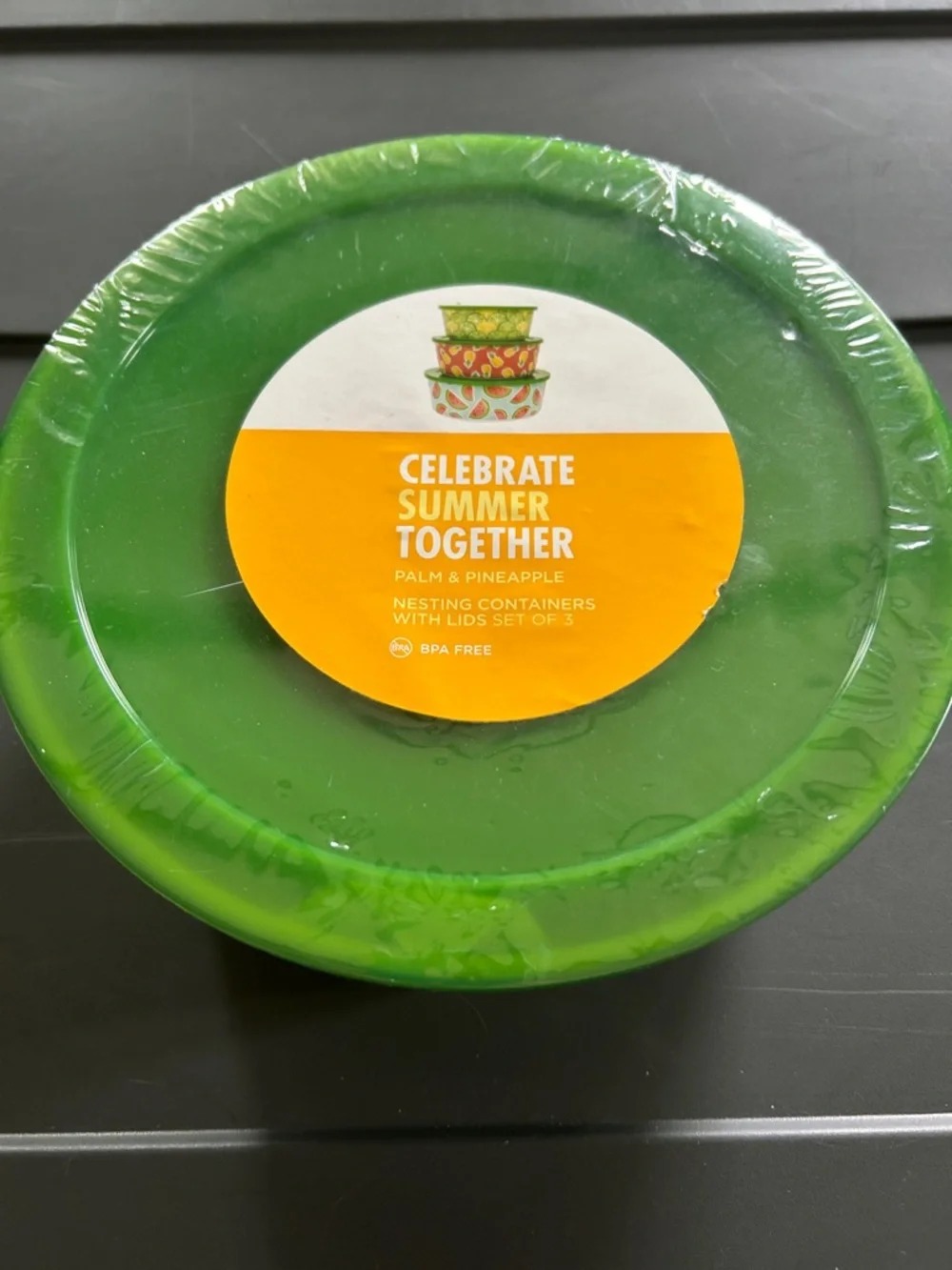 Kohl's Palm & Pineapple Bright Green Nesting Containers - Set of 3